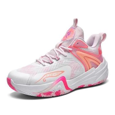 Imagem de Bolognifi Tênis de basquete masculino, botas esportivas confortáveis e antiderrapantes para atividades ao ar livre Equipamento de basquetebol(Pink,40 BR)