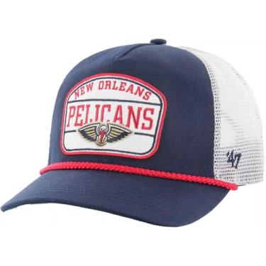 Imagem de 47 Boné ajustável New Orleans Pelicans Hone Patch Hone Trucker Mesh Navy - NBA NOLA Structured Snapback Hat