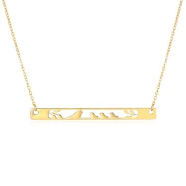 Imagem de cuffsecret Colar Mother and Nestlings – Pingente de barra recortada de aço inoxidável – Corrente ajustável de 40,6 cm, 16 inches, Aço inoxidável, Sem Pedra Preciosa