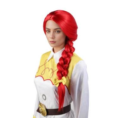 Imagem de Peruca MUPUL Peruca de cosplay trançada longa reta vermelha