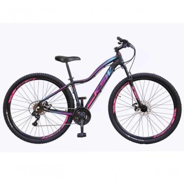 Imagem de Bicicleta Aro 29 Ksw 27v Deore Freio Hidraulico Trava Guidão - 15" Preto-rosa E Azul