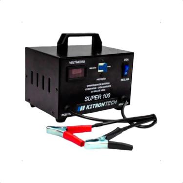 Imagem de Carregador de Bateria Automotiva 12V Bivolt 10A Super 100 Kitron Tech com Proteção Completa e Voltímetro Digital