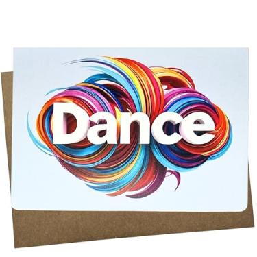 Imagem de Cartão de felicitações de dança, em branco dentro, cartolina premium branca, 12 x 7 polegadas, design colorido, feito nos EUA, apreciação do treinador de dança, parabéns Retical - 1222