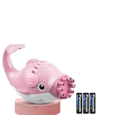 Imagem de Kit 1 Golfinho Bolha Sabão Criança Infantil+ 3 Pilha Rosa 1