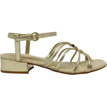 Imagem de Sandália Feminina Casual Social Dia a Dia Passeio Trabalho Detalhes Metalizados Salto Baixo Conforto Ramarim 2548205