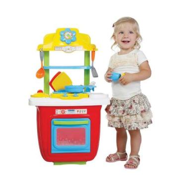 Imagem de Cozinha Infantil Portátil Com Rodinhas Brinquedo De Montar Educativo -