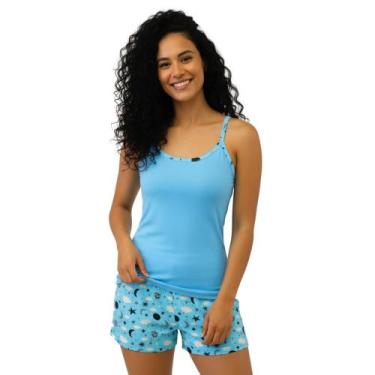 Imagem de Pijama Verão Algodão Estampado Super Estilo, Azul, G