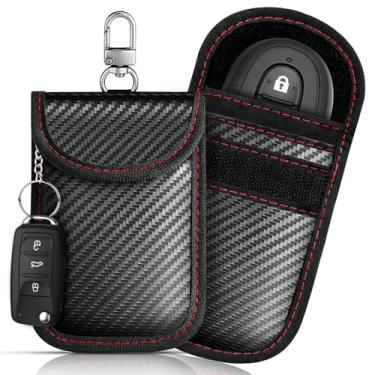 Imagem de Pacote com 2 bolsas Faraday para chaveiros de carro, bolsa antifurto com bloqueio de sinal, à prova de fogo e à prova d'água, gaiola Faraday RFID para chaves de carro e cartões RFID, design portátil