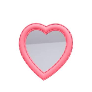 Imagem de TLTDSMY Espelho de maquiagem de viagem espelho de maquiagem espelho de penteadeira para pendurar na parede espelho de maquiagem de uso duplo decoração de parede para quarto de menina espelho em forma