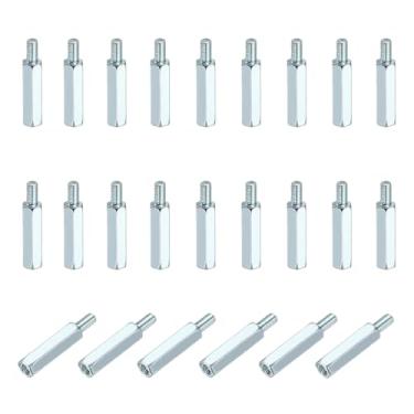 Imagem de PATIKIL 48 peças M3 x 17 mm + 6 mm macho fêmea sextavada, espaçador de placa-mãe PCB de ferro zincado para gabinetes de computador, placas de circuito, drone FPV, quadricóptero, prata