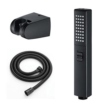 Imagem de WYUYIWH Chuveiro de mão de alta pressão, chuveiro de mão quadrado de 2 funções com mangueira, chuveiro moderno montado na parede, acessórios de chuveiro