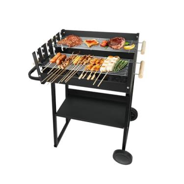 Imagem de Paxlloonge Churrasqueira a carvão portátil, espeto a carvão com rodas para cozinhar ao ar livre, acampamento, jardim