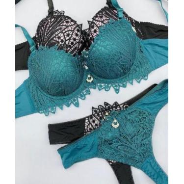 Imagem de Conjunto de Lingerie Premium importada - Carmem , Azul, GG