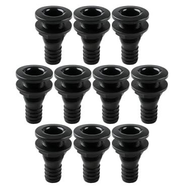 Imagem de SEAFLO Barco marítimo de encaixe de casco de 3,4 cm, polipropileno, conector de drenagem de plástico, seguro para água salgada resistente à corrosão, montagem de travessa, saída de convés de porto de