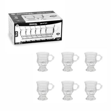 Imagem de Conjunto Jogo com 6 Taças Com Alça Pé de Cristal de Chumbo Diamante ParaCappuccino Café gourmet Sobremesa Chocolate