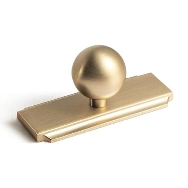 Imagem de Goo-Ki Puxador de armário bronze champanhe de 24 mm de diâmetro com placa traseira de gaveta NeutraMount, pacote com 6 maçanetas modernas de liga de zinco