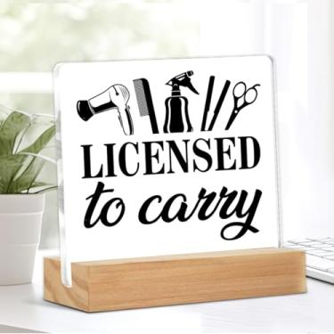 Imagem de Presentes de cabeleireiro decoração de mesa de cabeleireiro placa de mesa de acrílico decoração de barbearia 10 x 10 cm