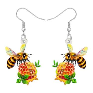 Imagem de BAMAY Brincos de abelha de acrílico fofos pendentes de abelha de mel, joias de insetos, presentes de jardim para jardineiros, mulheres, avós, primavera, verão, Medium, Acrílico, Sem pedra preciosa