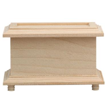 Imagem de Baú de armazenamento de madeira para móveis de casa de bonecas em miniatura, escala 1:12