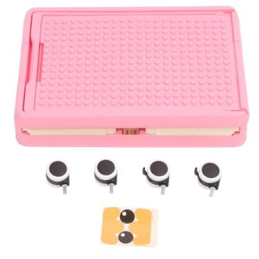 Imagem de Tnfeeon Rolling Toy Storage AM Bledable PP Material Com Bicicletas de Tampa Organizador para a Construção de Brinquedos Dobráveis ​​de Pedra para o Quarto de Crianças e Sala de Jogos (Rosa)