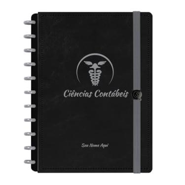 Imagem de Caderno De Disco Iscool Inteligente Personalizado 80 Folhas Profissões Preto Prata Ciências Contábeis Grande G