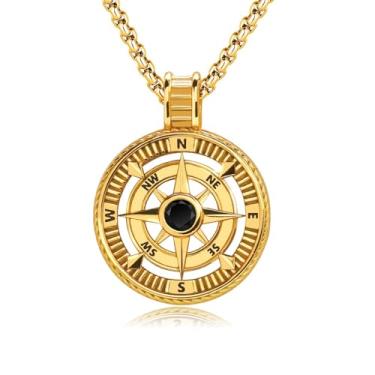 Imagem de DOTBJ Colar de bússola de prata esterlina 925, presentes inspiradores de formatura com corrente de aço inoxidável, Medium, Prata esterlina, Sem Pedra Preciosa