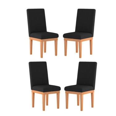 Imagem de Kit 4 Cadeiras Estofadas P/Mesa De Jantar preta