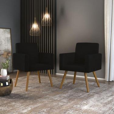 Imagem de Kit 2 Cadeiras Poltronas Decorativas Recepção Suede Preto Cor:preto
