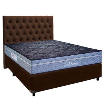 Imagem de Cama Box + Colchão Casal Molas Ensacadas Petrus Paropas + Cabeceira Estofada