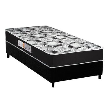 Imagem de Cama Box Solteiro: Colchão Espuma D45 Luckspuma Gran Luck Black + Base Crc Suede Black(88X188)