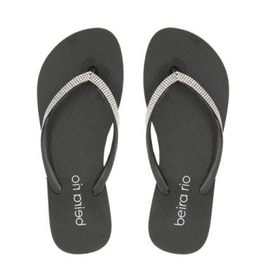Imagem de Chinelo Feminino Dedo Beira Rio Brilho Conforto Leve 8449503, Preto, 3