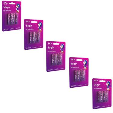 Imagem de Kit Com 5 Cartelas De Pilhas Recarregaveis Aaa 900mah C/4 82169 Elgin
