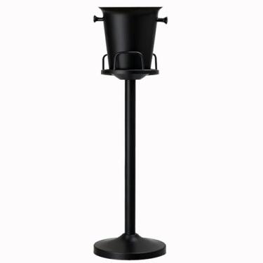 Imagem de Balde de gelo champanhe com suporte de aço inoxidável balde de vinho no suporte cubo de gelo recipiente de gelo balde de gelo para festa casamento cerveja Ktv churrasco bar, 1 pacote, preto