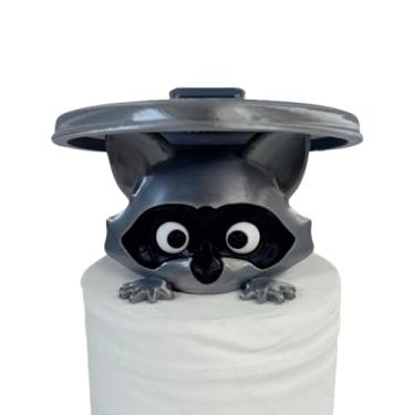 Imagem de Suporte de papel higiênico de guaxinim impresso em 3D - organizador de lenços fofo e engraçado para banheiro | Presente peculiar de decoração de casa de banho e inauguração de casa de banho