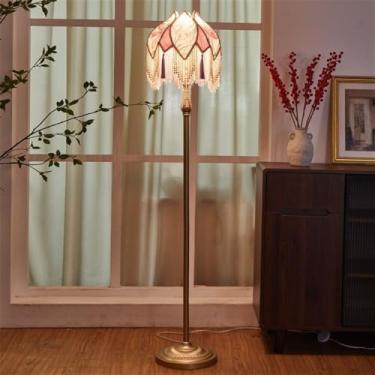 Imagem de Luminária de chão francesa de luxo com franjas, LED, estilo retrô americano, para sala de estar, sofá, quarto, escritório, casa de campo, hotel, estilo campestre europeu, criativa, decorativ