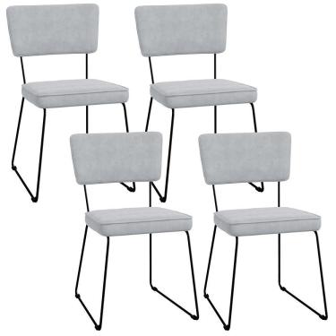 Imagem de Kit 04 Cadeiras De Jantar Allana L02 Suede Cinza