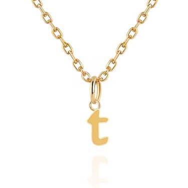 Imagem de Colares com inicial feminina, banhado a ouro 14K com letra A-Z com esmalte colorido, corrente ajustável de 45,7 a 50,8 cm - Presentes de Dia dos Namorados para ela, presentes de aniversário, presentes