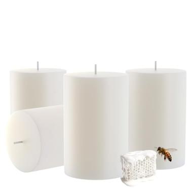 Imagem de Velas brancas de cera de abelha natural - 80 horas de queima 100% pura velas de cera de abelha | Cera de abelha orgânica para casa, oração, Natal, festa | Sem cheiro, sem fumaça, sem gotejamento