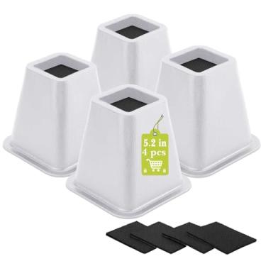 Imagem de Yookwutar Pacote com 4 peças de elevação para móveis de 15 cm, elevadores de cama resistentes para mesa, mesa, sofá, armário, moldura de cama, dormitório, elevadores de perna de mesa quadrados, altura