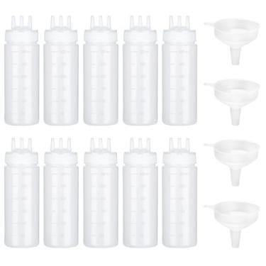 Imagem de Uceoo Garrafa de apertar de 3 furos para molhos, garrafas de plástico para condimentos, dispensadores de molho de tomate para ketchup, molho de churrasco, oficina de pintura, artesanato de panqueca