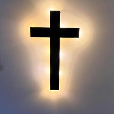 Imagem de Cruz Decorativa de Parede com Iluminação LED  Crucifixo Luminoso Moder