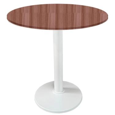 Imagem de Mesa Zeta Ferro Branco 75 Cm (alt) Disco Redondo Tampo Mdp Redondo 60 Cm (larg) X 2,5 Cm (alt) Walnut