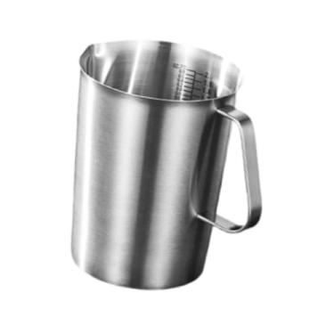 Imagem de YWJLQH Copo medidor de aço inoxidável, jarra para misturar ingredientes na cozinha, utensílio de cozinha, jarra para espumar leite, ideal para espresso, 2000ml