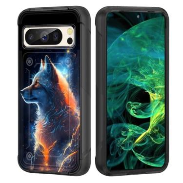 Imagem de wiaekosef Capa para Pixel 8 Pro, capa protetora resistente à prova de choque com camada dupla de policarbonato rígido e silicone macio para Google Pixel 8 Pro 2023, Galaxy Wolf