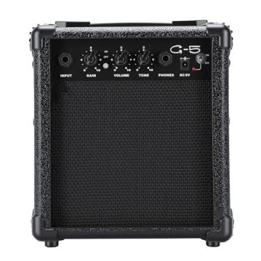 Imagem de RiToEasysports Amplificador de Guitarra, Amplificador de Guitarra Elétrica Portátil 5w 3.5mm Fone de Ouvido Jack 6.35mm Porta de Entrada para Prática