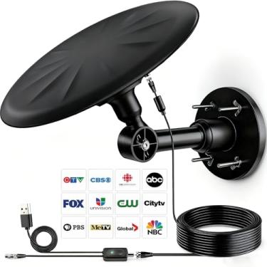 Imagem de CSUXYD Antena de TV omnidirecional externa, para Smart TV, sinal HD digital de recepção de longo alcance de 720°, com super amplificador de sinal, para sótão/acampamento/trailer/barco, 2025
