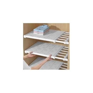 Imagem de Prateleira Inteligente Extensível Ajustável, Branca, 48-80cm x 24cm, Aço Carbono e Plástico PP, 800g, Instalação sem Furos