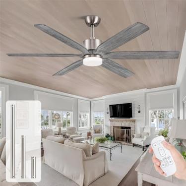 Imagem de NWIASS Ventilador De Teto Externo De 60 Polegadas Com Luz E Controle Remoto, Ventilador De Teto De Madeira Maciça De 6 Pás Para Pátio, Varanda, Gazebo, Casa De Fazenda, Motor Cc Silencioso Reversív