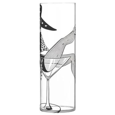 Imagem de JUZIHAI Vaso de coquetel feminino elegante para flores 9,9 cm x 30 cm cilindro de plástico moderno vaso de flores para centro de mesa de casamento decoração de casa