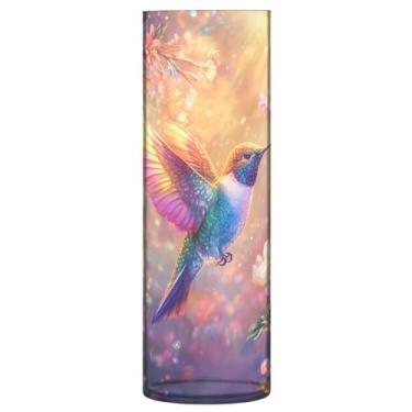 Imagem de JUZIHAI Vaso de flor de pássaro para flores 9,9 cm x 30 cm cilindro de plástico moderno vaso de flores para centro de mesa de casamento decoração de casa